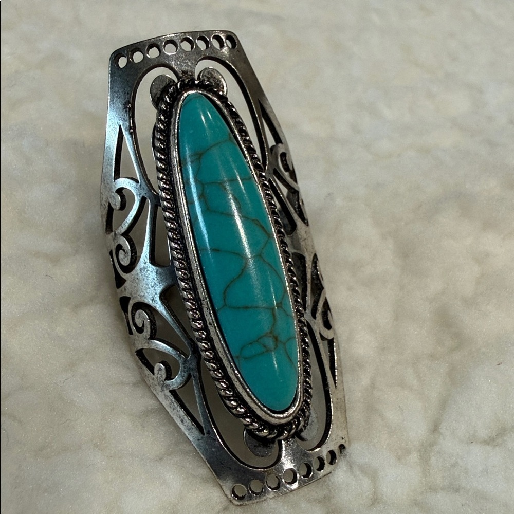 Turquoise and Silver Artistic Ring